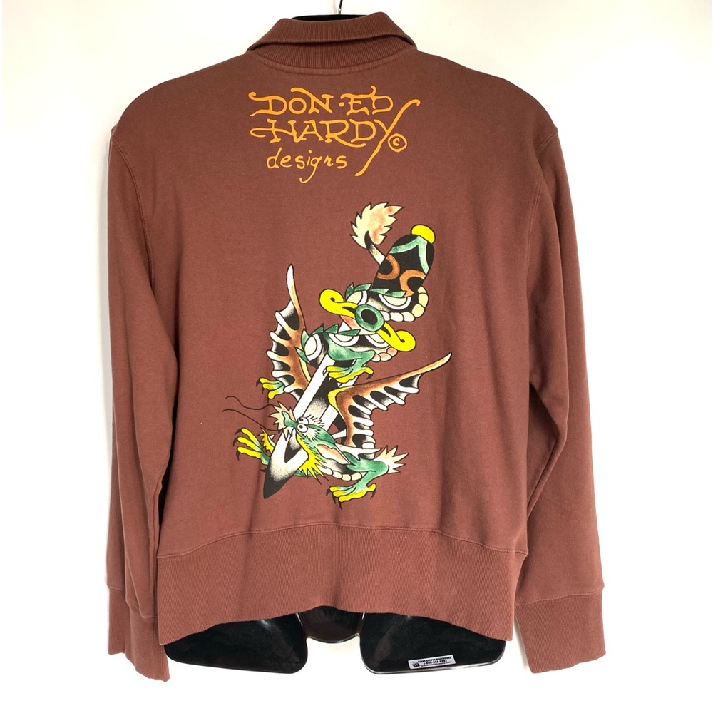 Ed Hardy Double Sided Graphic Sweatshirt Full Zip Rare XL - Picture 2 of 4